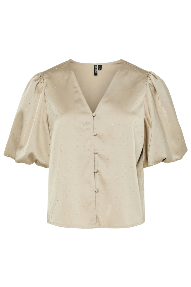 PCFAYA 2/4 V-NECK TOP D2D WVN FSY 17162525 SILVER GRAY/ SILVER STU